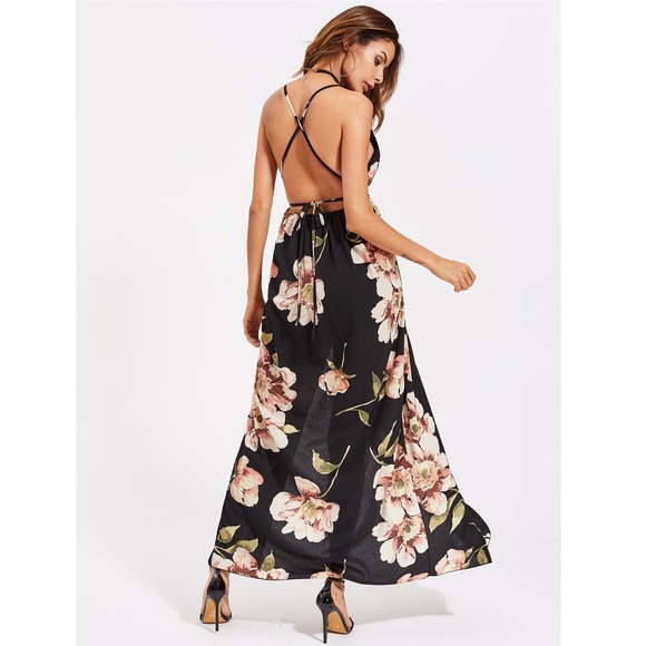 Strappy Slit Floral Maxi Dress XL - Picture 5 of 5